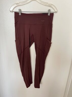 Arc'teryx Burgundy brown High-Waist Leggings with Side Pockets small